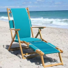Factory Supply Custom Portable Folding Wooden Garden Camping Recliner Beach Lounge Deck Chair with Armrest Cupholder Footrest