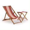 Factory Supply Custom Portable Folding Wooden Garden Camping Recliner Beach Lounge Deck Armrest Chair with Footrest