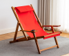 Factory Supply Custom Portable Folding Wooden Garden Camping Recliner Beach Lounge Deck Armrest Chair with Footrest