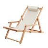 Factory Supply Custom Logo Portable Folding Wooden Garden Camping Recliner Beach Lounge Deck Armrest Chair with Cupholder