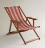 Factory Supply Custom Portable Folding Wooden Garden Camping Recliner Beach Lounge Deck Chair with Armrest Cupholder Footrest