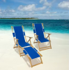 Factory Supply Custom Portable Folding Wooden Garden Camping Recliner Beach Lounge Deck Chair with Armrest Cupholder Footrest