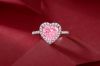 Factory Supply Custom Jewelry Pink Color 5a Cubic Zirconia High Carbon Diamond Sterling Silver Heart Ring