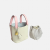 High quality vegetable basket 18 handbag togo first layer cowhide hand bucket bag contrast color bag free liner women's bag