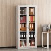 Modern Full Glass Steel File Cabinet 2 Swing Door Metal Office Furniture for Home Office Warehouse Hotel Storage