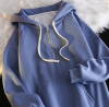 Half zipper hoodie women's autumn and winter fluffy loose Korean version long-sleeved pullover coat