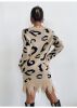 V-neck Leopard Dress Pattern Distressed Sweater Dress custom knit dress custom knit sweater custom long sweater