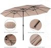 15ft Patio Umbrella Double-Sided Outdoor Market Extra Large Umbrella with Crank Umbrella Base