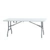 Folding Lightweight Trestle Outdoor Camping Table,Heavy Duty Plastic Outdoor Folding Picnic Table,Folding Trestle Table For BBQ Party, Folds in Half with Carry Handle,White(150Ã70Ã75cm)