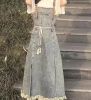 Denim suspenders skirt...