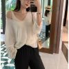 Wool sunscreen long sleeve knitted top vest two-piece women 2024 spring/summer thin loose casual smock T-shirt