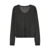 Low round neck micro through thin long sleeve knitted smock women 2024 spring new model Slouchy blouse