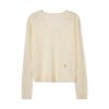 Low round neck micro through thin long sleeve knitted smock women 2024 spring new model Slouchy blouse