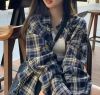 Autumn plaid shirt, women's lazy style, retro loose shirt, cardigan jacket, long sleeved trendy top