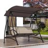 2-Seat Patio Swing Chair, Outdoor Porch Swing with Adjustable Canopy and Durable Steel Frame, Patio Swing Glider for Garden, Deck, Porch, Backyard