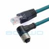 elbow m12 connector cable 4pin to rj45 enthernet gige