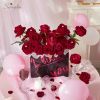 Artificial Roses Silk Flowers,Big Velvet Flower Head Realistic Red Roses, Fake Roses Real Touch Bouquet Long Stems