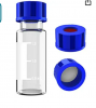 2ml 9mm HPLC Vial, Clear Autosampler Vial, 1.8ml BorosiliGlass Sample Vial with Graduation, 9-425 Type Screw Threaded Vial, Blue Screw Cap with Hole, White PTFE&amp;amp;Red Silicone Septa, 100 of Pack