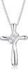 JEWELRY 925 Sterling Silver Cross Necklace for Women 3-Stone Cubic Zirconia Silver Cross Pendant Necklaces