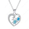 DaDa2024 hot sale blue zircon turtle pendant necklace silver heart-shaped necklace female birthday gift exquisite jewelry gift for mother