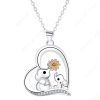 DaDa Love Heart Big and Small Elephant Mother and Daughter Necklace Pendant Girl Gift Elegant Fashion Clavicle Fashion Jewelry