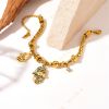 DaDa Fashionable retro design gold-plated titanium metal drip pattern palm pendant cylindrical chain bracelet