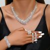 DaDa Hot Sale Super Flash Necklace Earrings Bracelet Set Bridal Rings New Brilliant Four Piece Set Fashion Full Diamond Jewelry