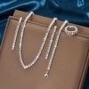 DaDa Fashion Accessories Geometric All-Diamond Necklace Set Fashion Bridal Rhinestone Clavicle Chain Necklace