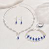 DaDa Hot Accessories New Fashion Bridal Jewelry Wedding Accessories Simple Sapphire Blue Diamond Necklace Earrings