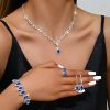 DaDa Hot Accessories New Fashion Bridal Jewelry Wedding Accessories Simple Sapphire Blue Diamond Necklace Earrings