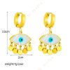 DaDa Popular personality fashion creativity niche oval blue eye drop earrings round tassels titanium steel jewelry earrings