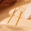 DaDa Popular fashion creative personality gold-plated stainless steel cross sword pendant earrings