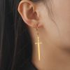 DaDa Popular fashion creative personality gold-plated stainless steel cross sword pendant earrings