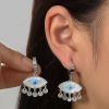 DaDa Popular personality fashion creativity niche oval blue eye drop earrings round tassels titanium steel jewelry earrings