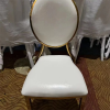 White Leather Golden Stainless Steel Round Back Design Dining Restaurant Hotel Banquet Party Ballroom Event Rental Wedding Chair