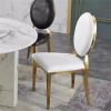 Luxury Home Restaurant Wedding Furniture Quality PU Leather Dining Chair with Gold Stainless Steel Legs