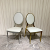 Luxury Home Restaurant Wedding Furniture Quality PU Leather Dining Chair with Gold Stainless Steel Legs