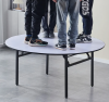 Cheap 6ft Round Dining Table with Metal Frame PVC Cover for Restaurant Banquets Hotel Parties Living Room Use Factory Supply