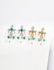 925 silver natural pearl Turquoise chalcedony Green agate Zircon earrings