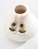 925 Silver Shell Lapis Lazuli Synthetic emerald Earrings