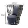 High Back Outdoor Chair Aluminium Rope Leisure Garden Furniture Bistro Living Room Hotel Park Courtyard Basement-Rattan/Wicker