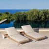 Modern Outdoor Chaise Lounge Wide Sturdy Daybed Seamless Teak Frame Poolside Leisure Garden Patio Chaise Lounge