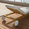 Modern Outdoor Chaise Lounge Wide Sturdy Daybed Seamless Teak Frame Poolside Leisure Garden Patio Chaise Lounge