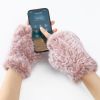 Women Faux Fur Fingerless Gloves - Soft Winter Gloves, Furry Gloves for Women Winter Warm Costume Accessories