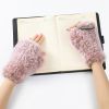 Women Faux Fur Fingerless Gloves - Soft Winter Gloves, Furry Gloves for Women Winter Warm Costume Accessories