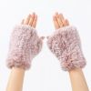 Women Faux Fur Fingerless Gloves - Soft Winter Gloves, Furry Gloves for Women Winter Warm Costume Accessories