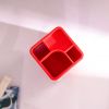 3 Compartments Plastic Pencil Holder|Plastic Pen Stand|Return Gift|Office Stationery 3 Slot Pen Holder  (Red)
