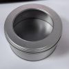 Round Metal Tins Canister With Window Top Lid