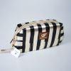 Stripe PU Leather Cosmetic Clutch Bag