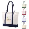 Cotton Canvas Boat Tote Bag With Front Pocket